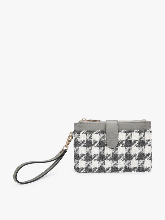 Pearl Wallet Clutch Houndstooth