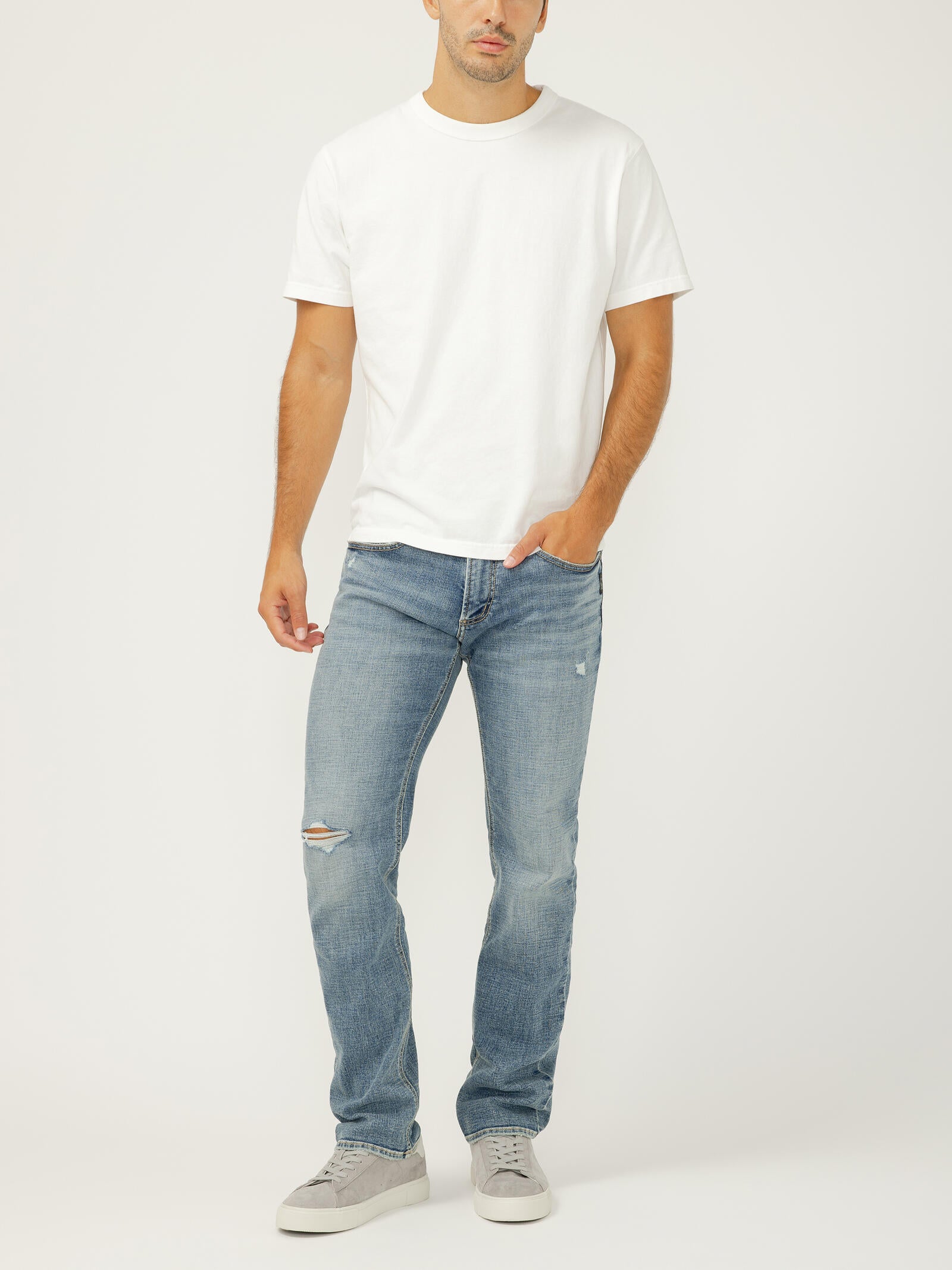 Silver Men's Allan Slim Fit Slim Straight Leg Luxe Heritage Jean