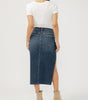 Silver Women's Side Slit Denim Midi Skirt